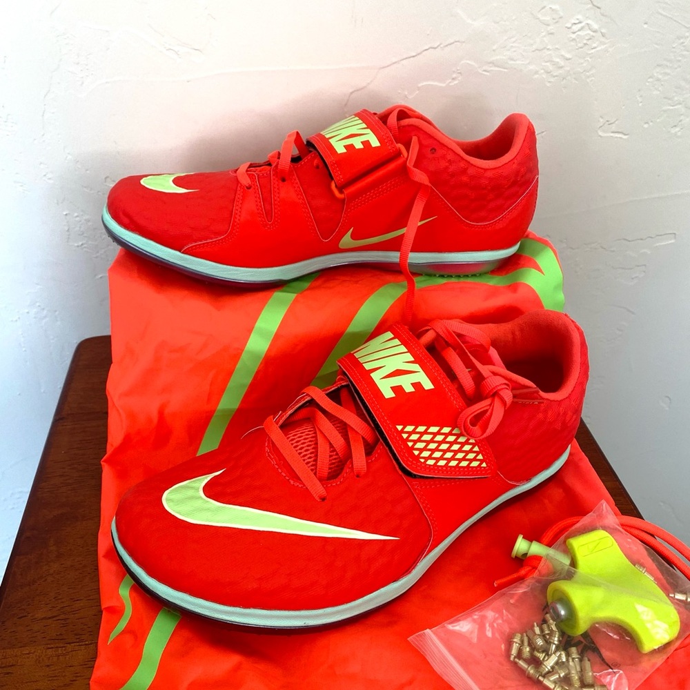 New Nike High Jump Elite M 9.5/W 11 Track and Field Spikes Red/Orange